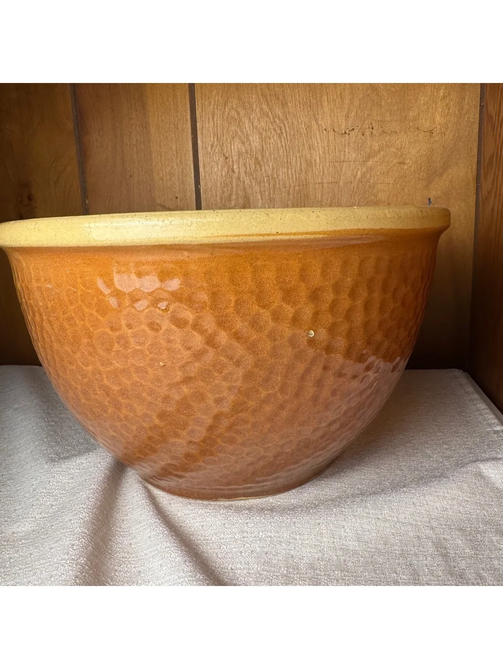 Vintage Watt Pottery KLA HAM’RD Mixing Bowl Yellow Ware Stoneware 10 Inch